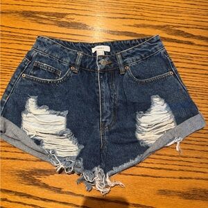 Forever 21 Blue Distressed Jean Shorts
